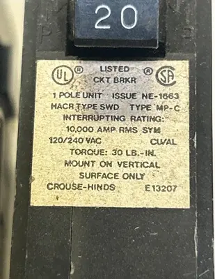 Used CROUSE-HINDS MP120 Miscellaneous Equipment (Electrical & Power) | Surplus Asset Holdings #1201416