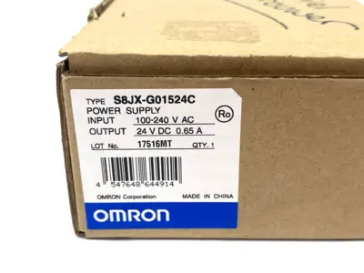 USED OMRON COVERED POWER SUPPLY INPUT 100 TO 240 VAC, OUTPUT 24V 0.65A