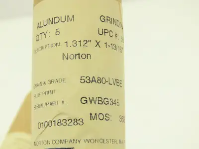 Norton Abrasives GWBG345 Alundum Grinding Wheel 1.312 x 1-13/16"x 5/8" Lot of 15