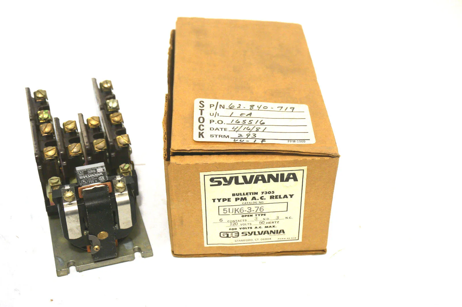 NEW SYLVANIA 5UK6-3-76 PM A.C. RELAY 5UK6376
