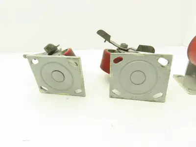 Fairbanks 4" Caster Wheel Poly/Cast (2) Swivel Locking (2) Rigid Lot of 4