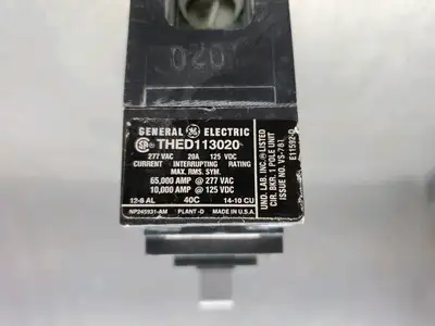 USED GE THED113020 Circuit Breaker, 20A, 277VAC/125VDC, 1P