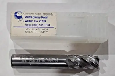 California Tool Variator Carbide Square End Mill 4FL 1/2" x 1" x 3" .095R