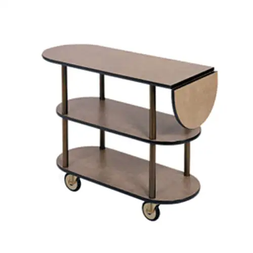 Geneva Oval Dessert Cart w/ Multi-Tiered Design - Ebony Wood (36202)
