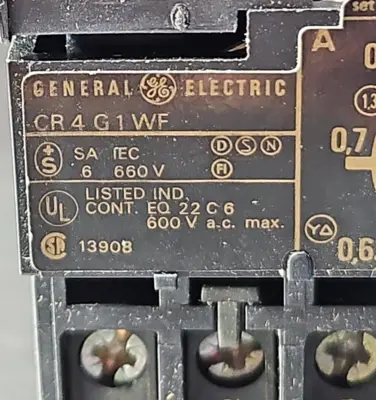 GE CR4G1WF Overload Relay 600V. Loc4A7