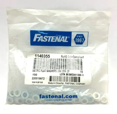 New | in-Stock Fastenal Metric Flat Washers DIN 125A ZP M6 Hardware Washers Michigan US | Maverick Industrial Sales #1463540