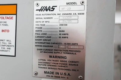 Used 2005 HAAS VF-2D Vertical Machining Centers Colorado US | Elevation Machine #1422213