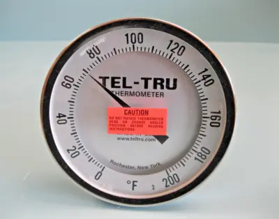 NEW 1/2" NPT Tel-Tru 0-200F° Adjustable Angle Thermometer 5" Dial 9" Stem A7