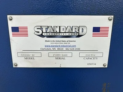 Used 2017 STANDARD INDUSTRIAL AB250-12 Press Brakes Georgia US | The Equipment Hub #1422094