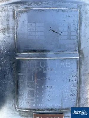 USED Alloy Fabricators 100 Gal Alloy Fab Tank, 316L S/S, 15#