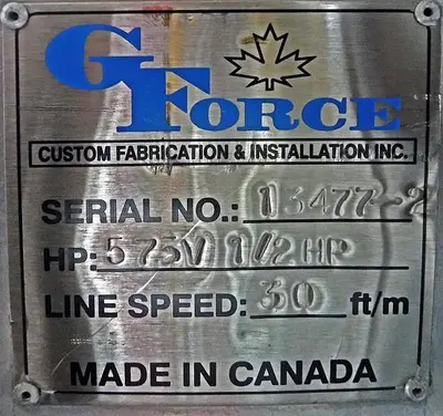USED GFORCE CONVEYOR, MODEL PI1-E1110