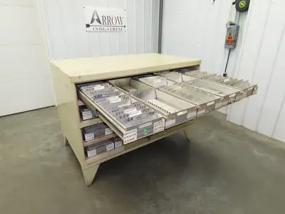 Modular Industrial Storage Cabinet 20 Drawer 61.5x38x34.5" Vintage 17x10" Trays