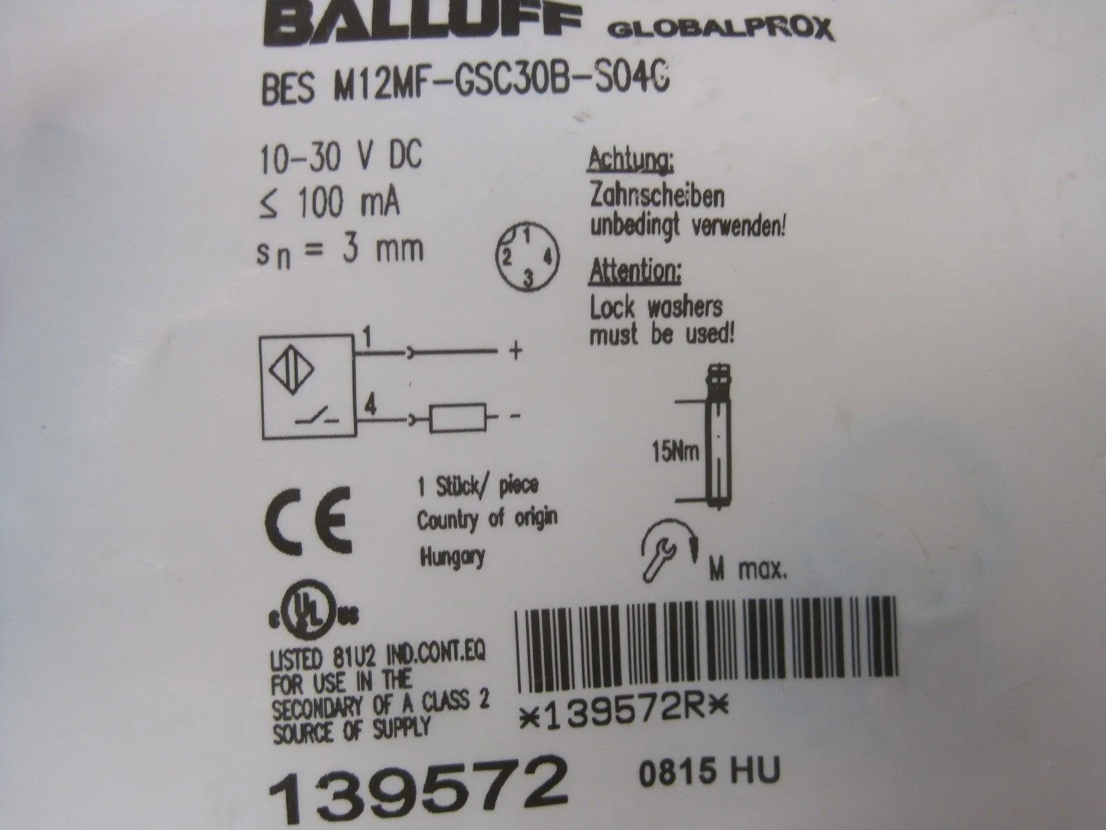 NEW BALLUFF BES-M12MF-GSC30B-S04G SENSOR BESM12MFGSC30BS04G