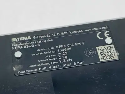 KFPA 63-20-S | Sitema  KFPA Series Pneumatic Locking Unit 2.2kN - New Other