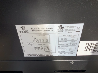 Used ELEMENT EL-BWC108-SS Bottle Coolers Michigan US | Miedema Asset Management Group #1312864