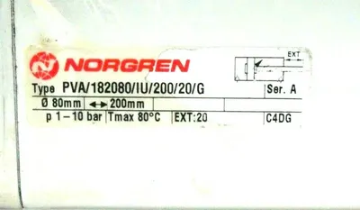 NEW NORGREN PVA /182080 /IU /200 /20 /G PNEUMATIC CYLINDER PVA182080IU20020G