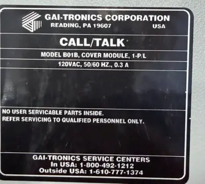NEW GAI TRONICS B01B SPEAKER AMPLIFIER 120V 50/60HZ