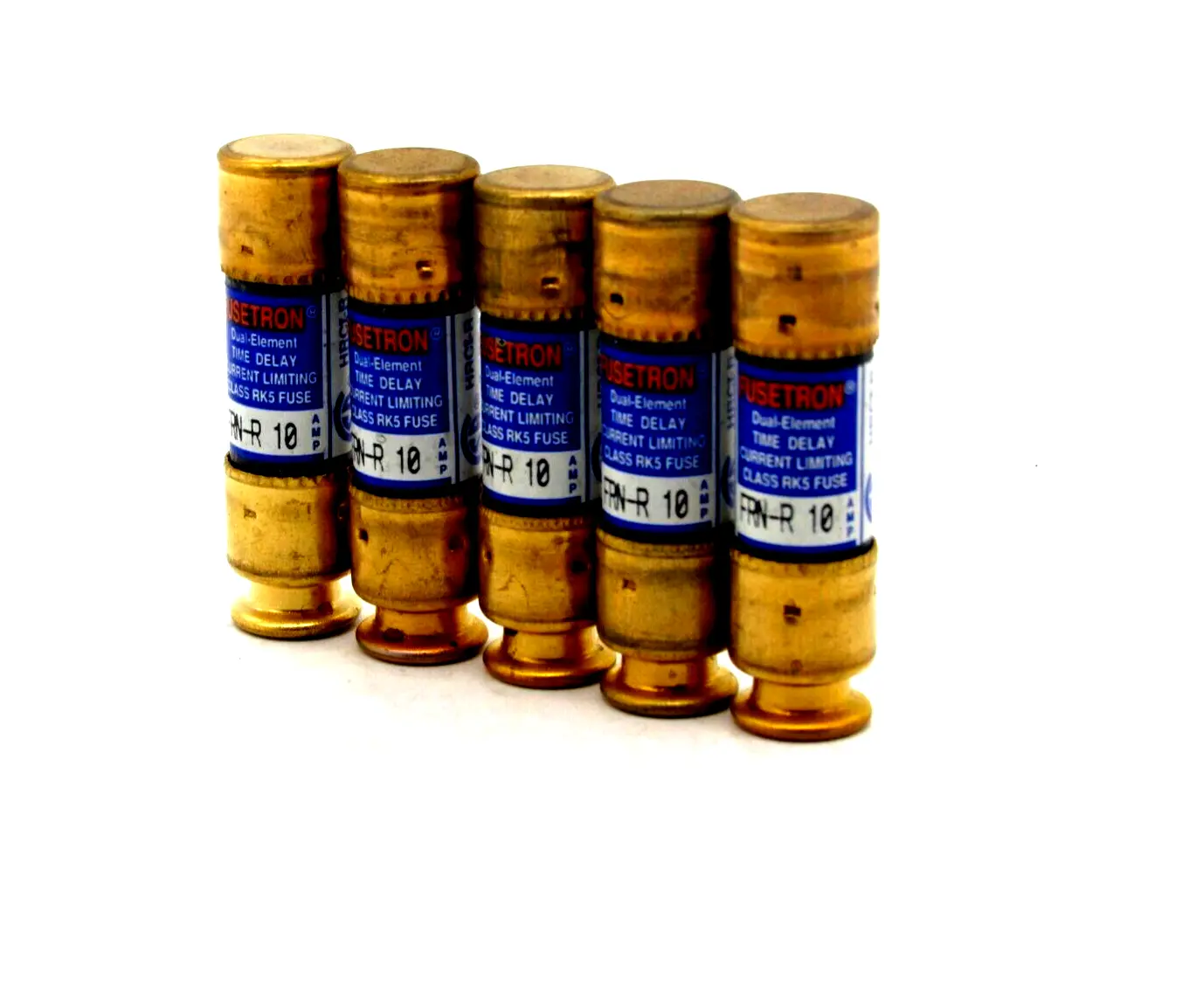 NEW LOT OF 5 FUSETRON FRN-R-10 FUSES 250 V FRNR10