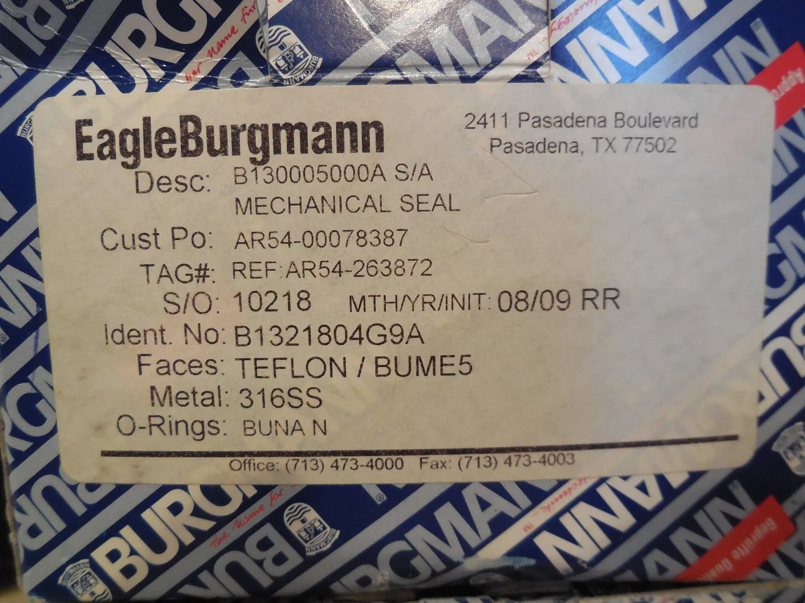 NEW EAGLE BURGMANN B130005000A MECHANICAL SEAL