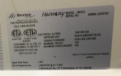167-0013 Structural Concepts Harmony HMBC2-E3 Self Contained Over/Under Cooler