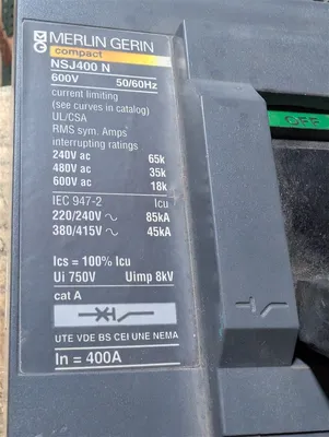 Merlin Gerin NSJ400N Circuit Breaker 160/400A 600V STR 23 SP L,S Used