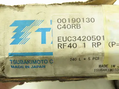 Tsubaki #40 Flat Roller Chain Riveted 10' Length Lot of 2
