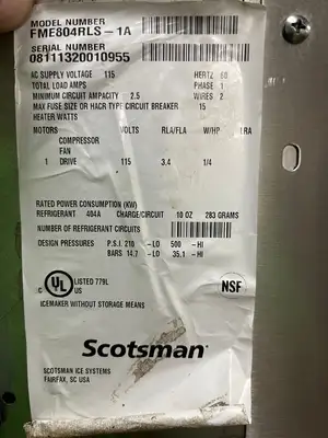 Used Scotsman Used 22" Scotsman FME804RLS Remote Condenser Nugget Ice Machine Maker Head 115V - Shed Ice Machines Illinois US | Falcon Restaurant Supply #1375138