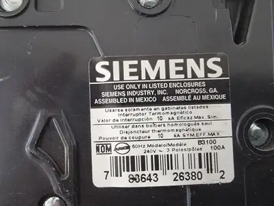 Used SIEMENS B3100 Switchgears British Columbia CA | Lenmark #239112