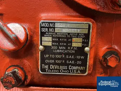USED DeVilBiss DeVilbiss Air Compressor, Type VDs 5050 with Deltech Air Dryer, Model HG25