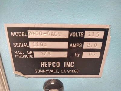 Hepco 7400-6ACT Component Lead Former Bender Machine 115V 2A USA