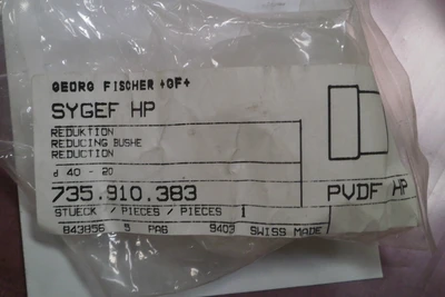 New | in-Stock GEORGE FISCHER GEORGE FISHER  735.910.383	PVDF HP D40-20 REDUNC Medical Equipment - Other Arizona US | ASSET CONVERSION SPECIALISTS, INC. #307269