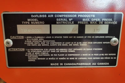 Used DEVAIR TAPV 5053 5 HP Tank Mounted Air Compressors Ontario CA | Aldan Woodworking Machinery #1252715