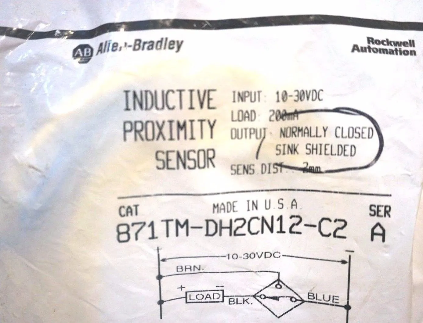 NEW ALLEN BRADLEY 871TM-DH2CN12-C2 PROXIMITY SENSOR SER.A 871TMDH2CN12C2