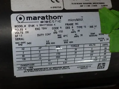 Used MARATHON E14K V 56H17T2022A K Motors (misc) Ohio US | HGR 24 #887054