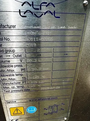 USED 2019 ALFA LAVAL STERITHERM PHE SUGAR 7000 KG/HR