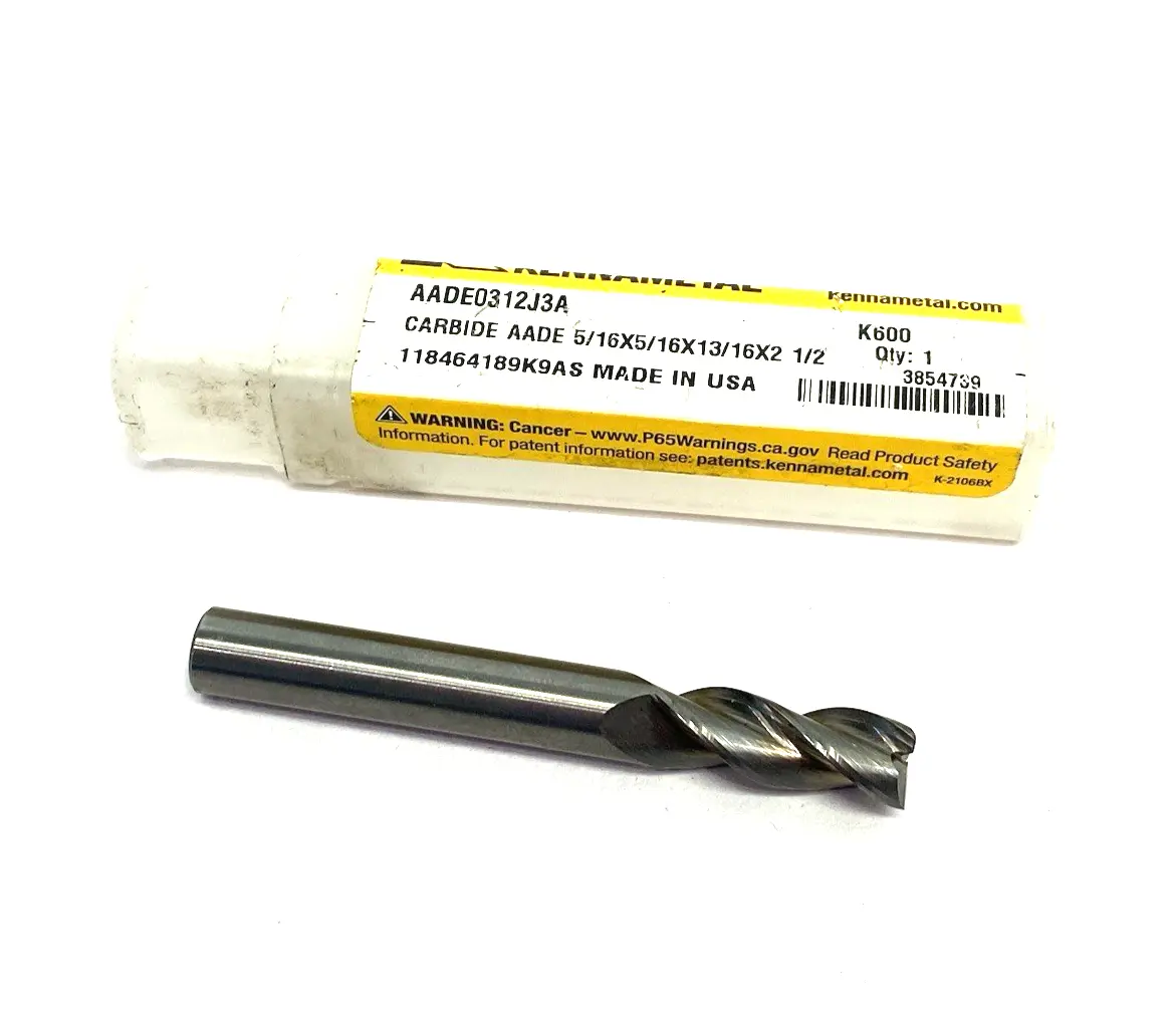3854739 | Kennametal  KenCut™ Square End Mill 3 Flutes Plain Shank AADE0312J3A - New – Open box