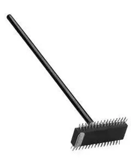 Pizza Oven Brush And Two Sided Head And Black Handle 30" - comes with Metal Scraper