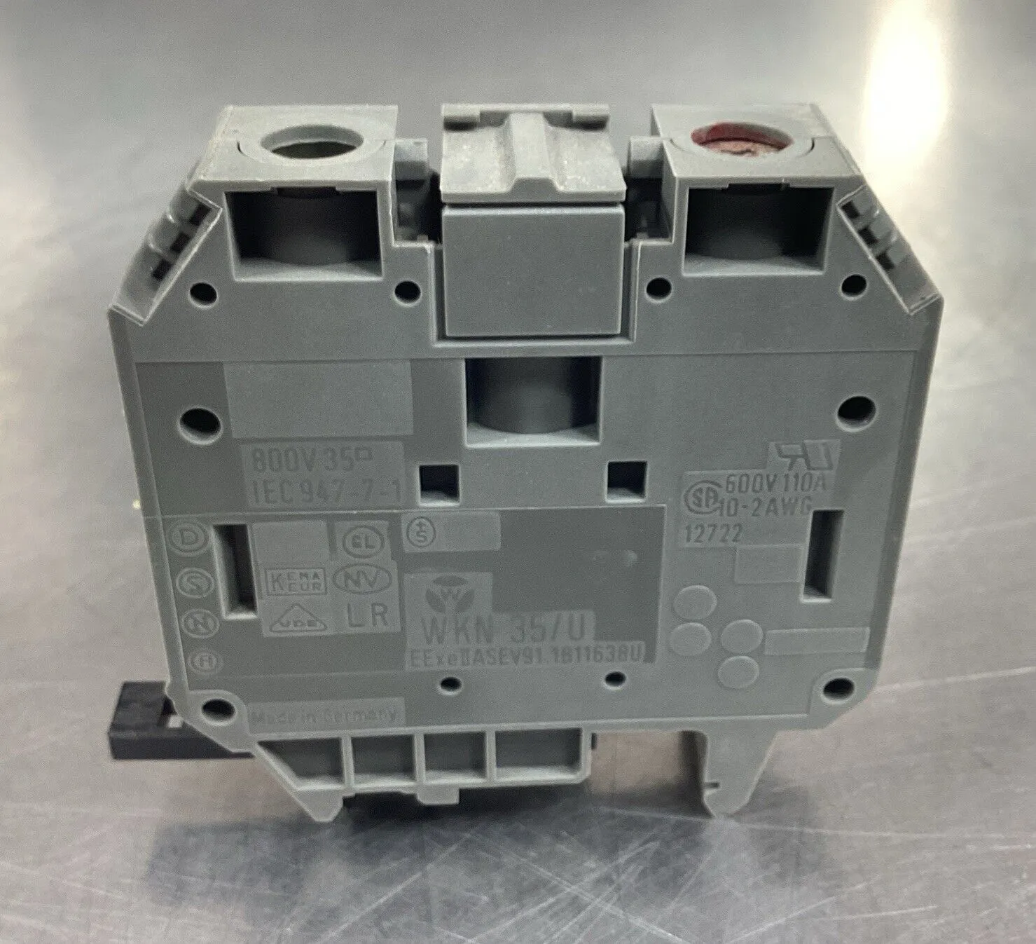 WIELAND WKN 35/U IEC 947-7-1 GROUND TERMINAL BLOCK 600V 110A 4C-40