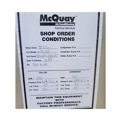 USED DAIKIN APPLIED WMC250DSC-ER10