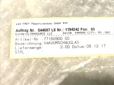 USED FREY VACUUM WINDOW SIGHT GLASS 9.875"X7.5"