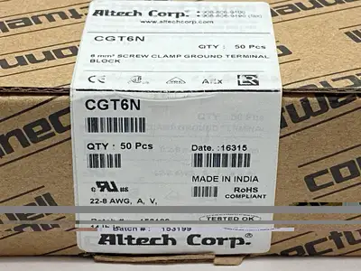 New | in-Stock Altech Corp Ground Terminal Block Yellow/Green PKG OF 50 Terminal Blocks Michigan US | Maverick Industrial Sales #1389181