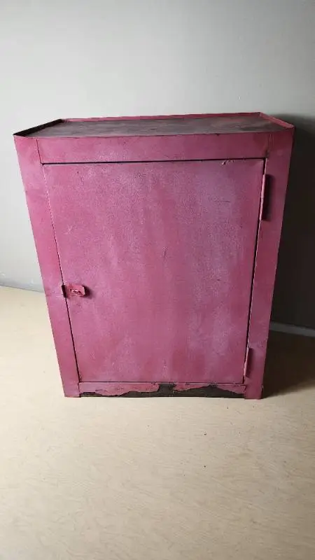 Red Metal Storage Cabinet with Shelving 22.5" tall