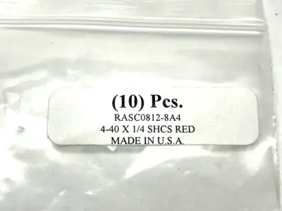 RASC0812-8A4 | 4-40 x 1/4 SHCS Red Screws PKG OF 10 - New