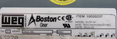 NEW BOSTON GEAR F721-20K-B5-G-GUTF-W-HK GEARMOTOR 20:1 3/4HP GUTF-W