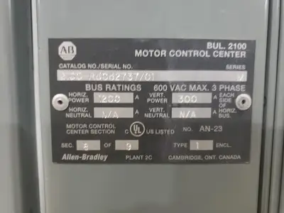600 volts Motor Control Center Unit Bulletin 2100