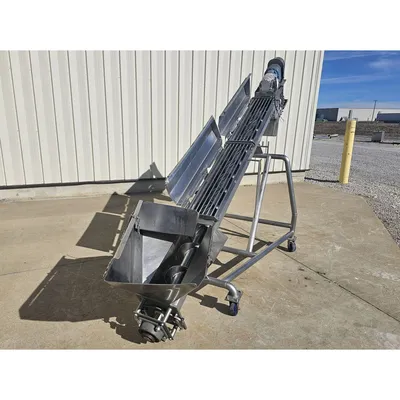 Used Stainless Steel Incline Screw Auger Conveyor 9" x 11'