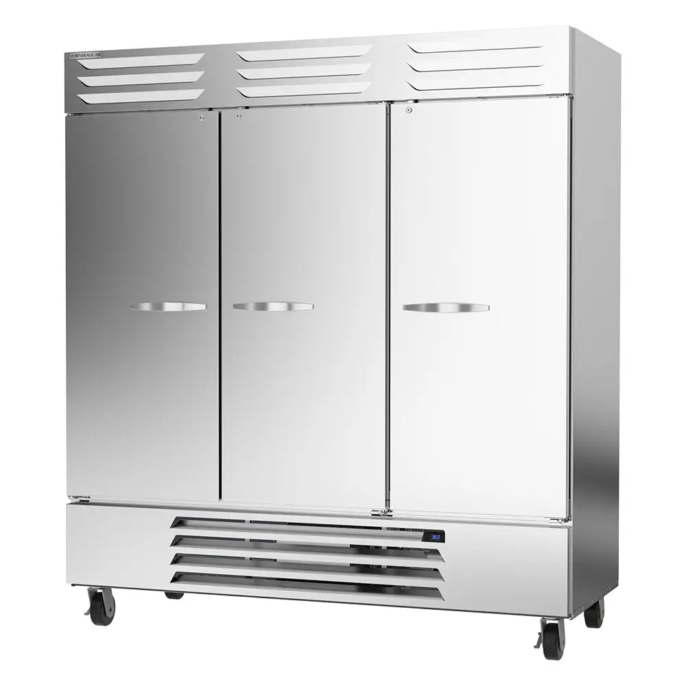 Beverage-Air RB72HC-1S 75" Three Section Reach In Refrigerator, (3) Left/right Hinge Solid Doors, 115v