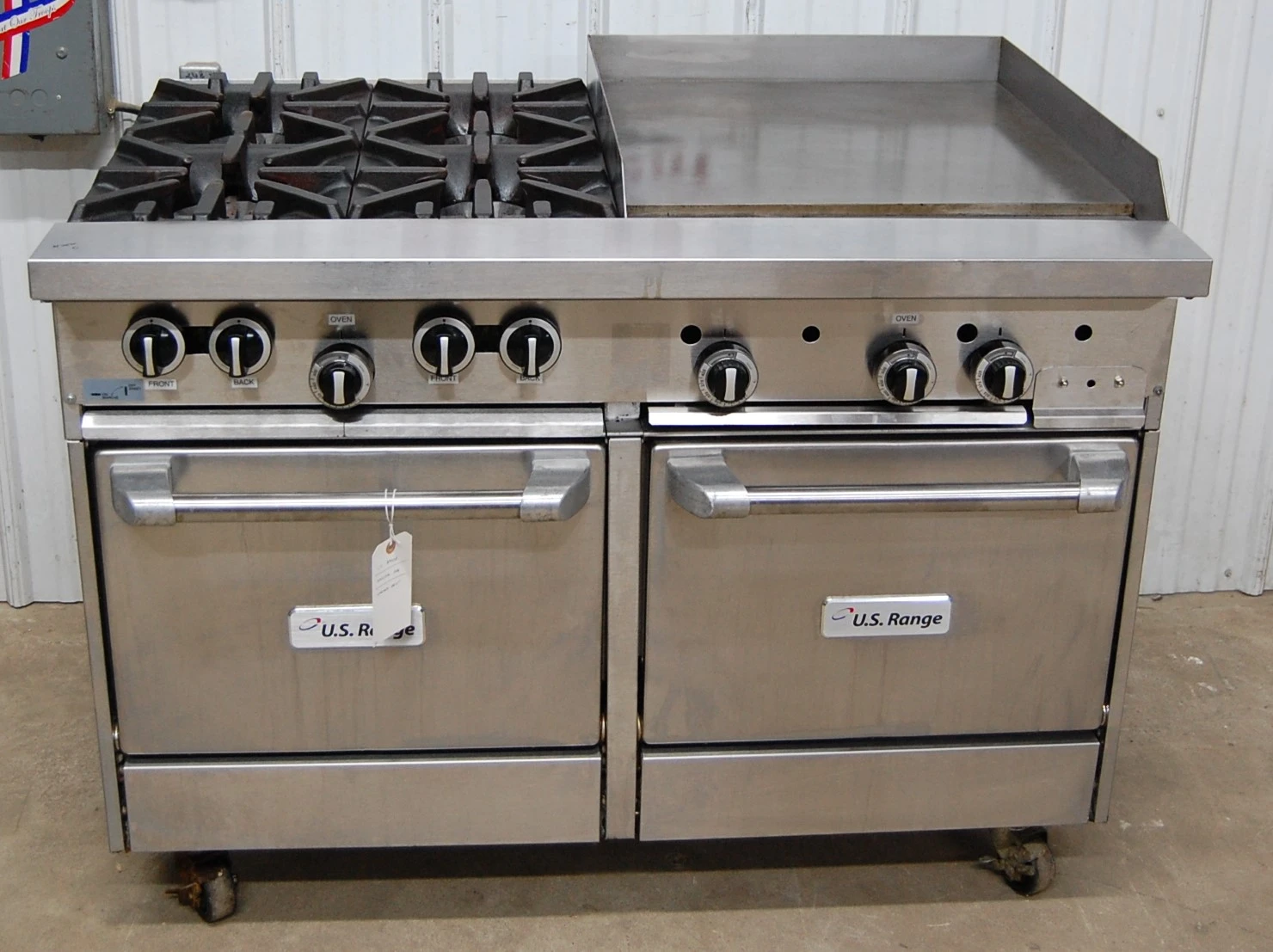 142-1119 US Range Natural Gas 4 Burner Range-Griddle w Double Oven