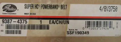 NEW GATES 9387-4375 SUPER HC POWERBAND 8V3750 93874375 4/8V3750