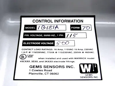 NEW WARRICK CONTROLS 1G1E1A LEVEL CONTROL SWITCH 115V